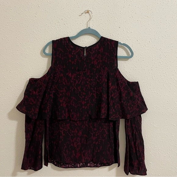 Yigal x Aqua Cold Shoulder Red and Black Floral Lace blouse Top - Picture 14 of 15